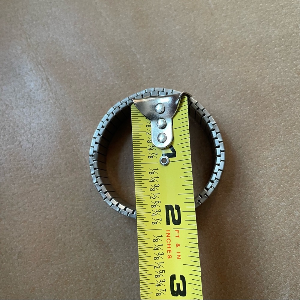 Watch band style bracelet metallic silver stretch adjustable reflective glam - Picture 4 of 6